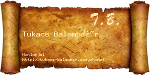 Tukacs Balambér névjegykártya